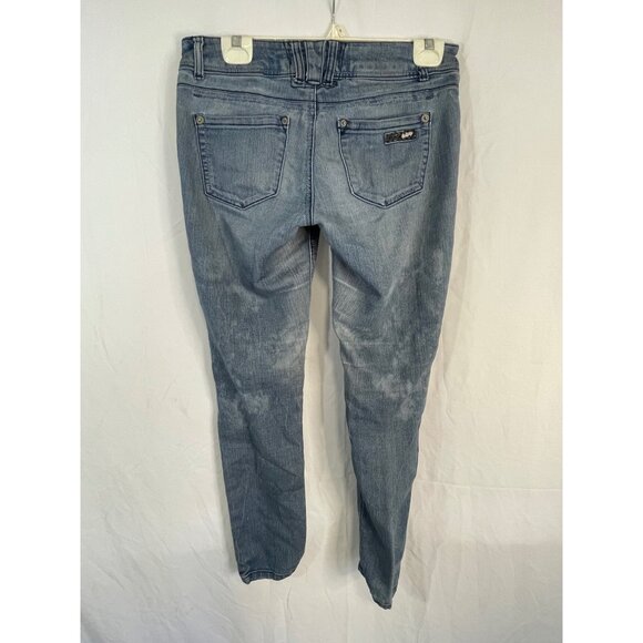 Jolt jeans pants destressed stretchy button bleaching no zipper size 7 waist 30" - Picture 7 of 8